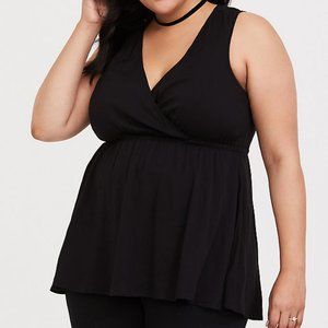 Torrid Black Babydoll Surplice Tank Top Size 4